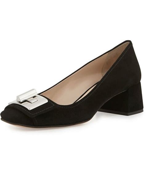 prada suede turnlock mid heel pump|prada leather pumps.